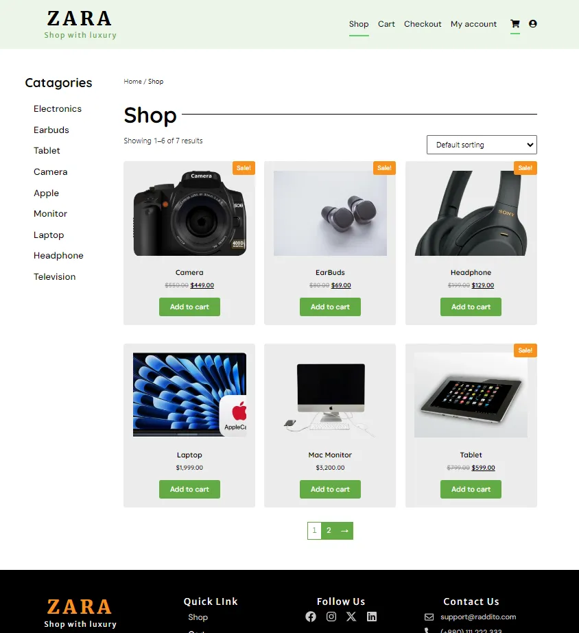 e-commerce website screenshot